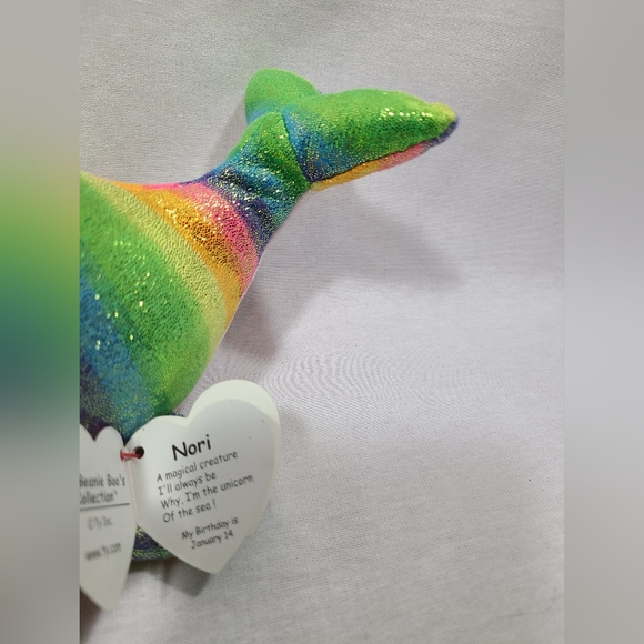 TY beanie boos Nori the rainbow glitter narwhal- New with tags - Picture 2 of 5